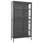 Vidaxl vitrine d'exposition anthracite 90x40x180 cm acier / verre tremp