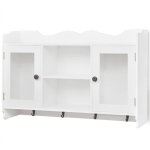 Vidaxl vitrine murale avec �tag�re de livre / dvd / verre en mdf blanc