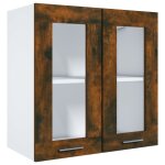 Vidaxl vitrine suspendue  lyon  ch�ne fum� 60 x 31 x 60 cm bois d'ing�nierie