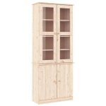 Vidaxl vitrine en verre alta 77x35x186, 5 cm bois de pin massif