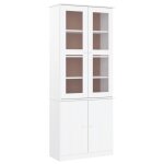 Vidaxl vitrine en verre alta blanc 77x35x186, 5 cm bois de pin massif