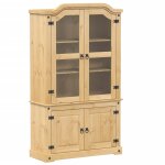 Vidaxl vitrine en verre corona 103, 5x42x180 cm bois de pin massif