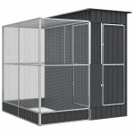 Vidaxl volire avec extension argent 209x203x216 cm acier