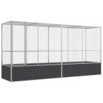 Vidaxl volire avec extension argent 418, 5x107x212 cm acier