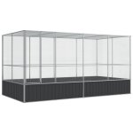 Vidaxl volire avec extension argent 418x207x212 cm acier