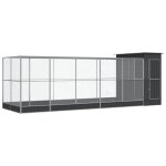 Vidaxl volire avec extension argent 623x203x216 cm acier