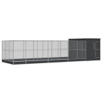 Vidaxl volire avec extension argent 911x303x216 cm acier