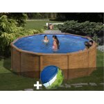Kit piscine acier aspect bois gré mauritius ronde 3, 70 x 1, 32 m + bâche hiver Kit piscine acier aspect bois gré mauritius ronde 3, 70 x 1, 32 m + bâche hiver