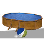 Kit piscine acier aspect bois gré pacific ovale 6, 34 x 3, 99 x 1, 22 m + bâche à bulles Kit piscine acier aspect bois gré pacific ovale 6, 34 x 3, 99 x 1, 22 m + bâche à bulles
