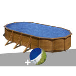 Kit piscine acier aspect bois gré pacific ovale 7, 44 x 3, 99 x 1, 22 m + bâche à bulles Kit piscine acier aspect bois gré pacific ovale 7, 44 x 3, 99 x 1, 22 m + bâche à bulles
