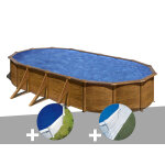 Kit piscine acier aspect bois gré pacific ovale 7, 44 x 3, 99 x 1, 22 m + bâche à bulles + tapis de sol ... Kit piscine acier aspect bois gré pacific ovale 7, 44 x 3, 99 x 1, 22 m + bâche à bulles + tapis de sol ...