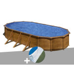 Kit piscine acier aspect bois gré pacific ovale 7, 44 x 3, 99 x 1, 22 m + tapis de sol Kit piscine acier aspect bois gré pacific ovale 7, 44 x 3, 99 x 1, 22 m + tapis de sol