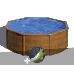 Kit piscine acier aspect bois gré pacific ronde 3, 70 x 1, 22 m + bâche d'hivernage Kit piscine acier aspect bois gré pacific ronde 3, 70 x 1, 22 m + bâche d'hivernage