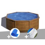 Kit piscine acier aspect bois gré sicilia ronde 3, 70 x 1, 22 m + bâche à bulles + tapis de sol Kit piscine acier aspect bois gré sicilia ronde 3, 70 x 1, 22 m + bâche à bulles + tapis de sol