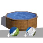 Kit piscine acier aspect bois gré sicilia ronde 3, 70 x 1, 22 m + bâche hiver + tapis de sol Kit piscine acier aspect bois gré sicilia ronde 3, 70 x 1, 22 m + bâche hiver + tapis de sol