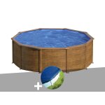 Kit piscine acier aspect bois gré sicilia ronde 4, 80 x 1, 22 m + bâche hiver Kit piscine acier aspect bois gré sicilia ronde 4, 80 x 1, 22 m + bâche hiver