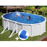 Kit piscine acier blanc gré atlantis ovale 6, 34 x 3, 99 x 1, 32 m + bâche à bulles Kit piscine acier blanc gré atlantis ovale 6, 34 x 3, 99 x 1, 32 m + bâche à bulles