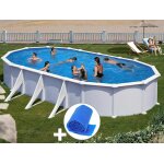 Kit piscine acier blanc gré atlantis ovale 7, 44 x 3, 99 x 1, 32 m + bâche à bulles Kit piscine acier blanc gré atlantis ovale 7, 44 x 3, 99 x 1, 32 m + bâche à bulles