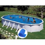 Kit piscine acier blanc gr atlantis ovale 8, 15 x 4, 90 x 1, 32 m + bche  bulles