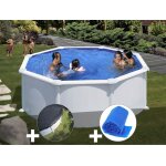 Kit piscine acier blanc gré atlantis ronde 3, 70 x 1, 32 m + bâche hiver + bâche à bulles Kit piscine acier blanc gré atlantis ronde 3, 70 x 1, 32 m + bâche hiver + bâche à bulles