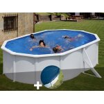 Kit piscine acier blanc gr bora bora ovale 5, 27 x 3, 27 x 1, 22 m + bche hiver
