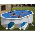 Kit piscine acier blanc gr bora bora ovale 5, 27 x 3, 27 x 1, 22 m + bche hiver + tapis de sol