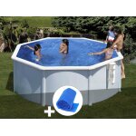 Kit piscine acier blanc gr� bora bora ronde 3, 20 x 1, 22 m + b�che � bulles