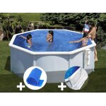 Kit piscine acier blanc gr bora bora ronde 3, 20 x 1, 22 m + bche  bulles + tapis de sol