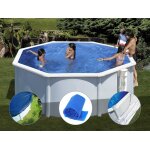 Kit piscine acier blanc gr bora bora ronde 3, 20 x 1, 22 m + bche hiver + bche  bulles + tapis de ...