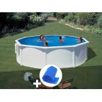 Kit piscine acier blanc gré bora bora ronde 3, 70 x 1, 22 m + bâche à bulles Kit piscine acier blanc gré bora bora ronde 3, 70 x 1, 22 m + bâche à bulles