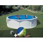 Kit piscine acier blanc gré bora bora ronde 3, 70 x 1, 22 m + bâche hiver Kit piscine acier blanc gré bora bora ronde 3, 70 x 1, 22 m + bâche hiver