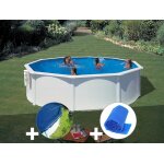 Kit piscine acier blanc gré bora bora ronde 3, 70 x 1, 22 m + bâche hiver + bâche à bulles Kit piscine acier blanc gré bora bora ronde 3, 70 x 1, 22 m + bâche hiver + bâche à bulles