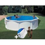 Kit piscine acier blanc gr� bora bora ronde 4, 80 x 1, 22 m + tapis de sol