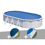 Kit piscine acier blanc gr fidji ovale 5, 27 x 3, 27 x 1, 22 m + bche hiver + tapis de sol