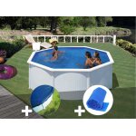 Kit piscine acier blanc gr fidji ronde 3, 20 x 1, 22 m + bche hiver + bche  bulles