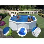 Kit piscine acier blanc gr fidji ronde 3, 20 x 1, 22 m + bche hiver + bche  bulles + tapis de sol ...