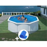 Kit piscine acier blanc gré fidji ronde 3, 70 x 1, 22 m + bâche à bulles Kit piscine acier blanc gré fidji ronde 3, 70 x 1, 22 m + bâche à bulles
