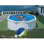 Kit piscine acier blanc gr� fidji ronde 3, 70 x 1, 22 m + b�che hiver