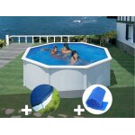 Kit piscine acier blanc gré fidji ronde 3, 70 x 1, 22 m + bâche hiver + bâche à bulles Kit piscine acier blanc gré fidji ronde 3, 70 x 1, 22 m + bâche hiver + bâche à bulles