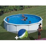 Kit piscine acier blanc gr� fidji ronde 5, 70 x 1, 22 m + b�che hiver