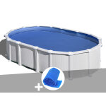 Kit piscine acier blanc gr hati ovale 10, 20 x 5, 75 x 1, 32 m + bche  bulles
