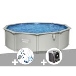 Kit piscine acier ronde bestway hydrium 4, 60 x 1, 20 cm + kit d'entretien deluxe + pompe  chaleur