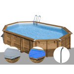 Kit piscine bois gré avocado 6, 56 x 4, 56 x 1, 31 m + bâche hiver + bâche à bulles + douche Kit piscine bois gré avocado 6, 56 x 4, 56 x 1, 31 m + bâche hiver + bâche à bulles + douche