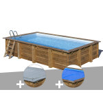 Kit piscine bois gr evora 6, 20 x 4, 20 x 1, 33 m + bche hiver + bche  bulles