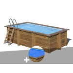Kit piscine bois gr� marbella 2 4, 20 x 2, 70 x 1, 17 m + b�che � bulles