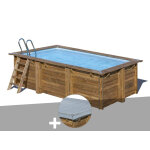 Kit piscine bois gr� marbella 2 4, 20 x 2, 70 x 1, 17 m + b�che hiver