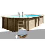 Kit piscine bois gré safran 2 6, 20 x 3, 95 x 1, 36 m + bâche hiver Kit piscine bois gré safran 2 6, 20 x 3, 95 x 1, 36 m + bâche hiver