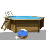Kit piscine bois gré vanille 2 Ø 4, 00 x 1, 19 m + bâche à bulles Kit piscine bois gré vanille 2 Ø 4, 00 x 1, 19 m + bâche à bulles