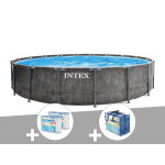 Kit piscine tubulaire intex baltik ronde 5, 49 x 1, 22 m + bche  bulles + 6 cartouches de filtration ...