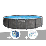 Kit piscine tubulaire intex baltik ronde 5, 49 x 1, 22 m + bche  bulles + kit d'entretien